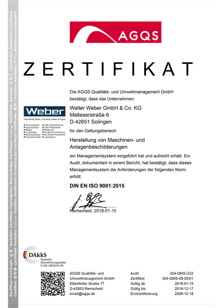 Zertifizierter Automobilzulieferer nach DIN ISO 9001:2009 / DIN ISO 9001:2015